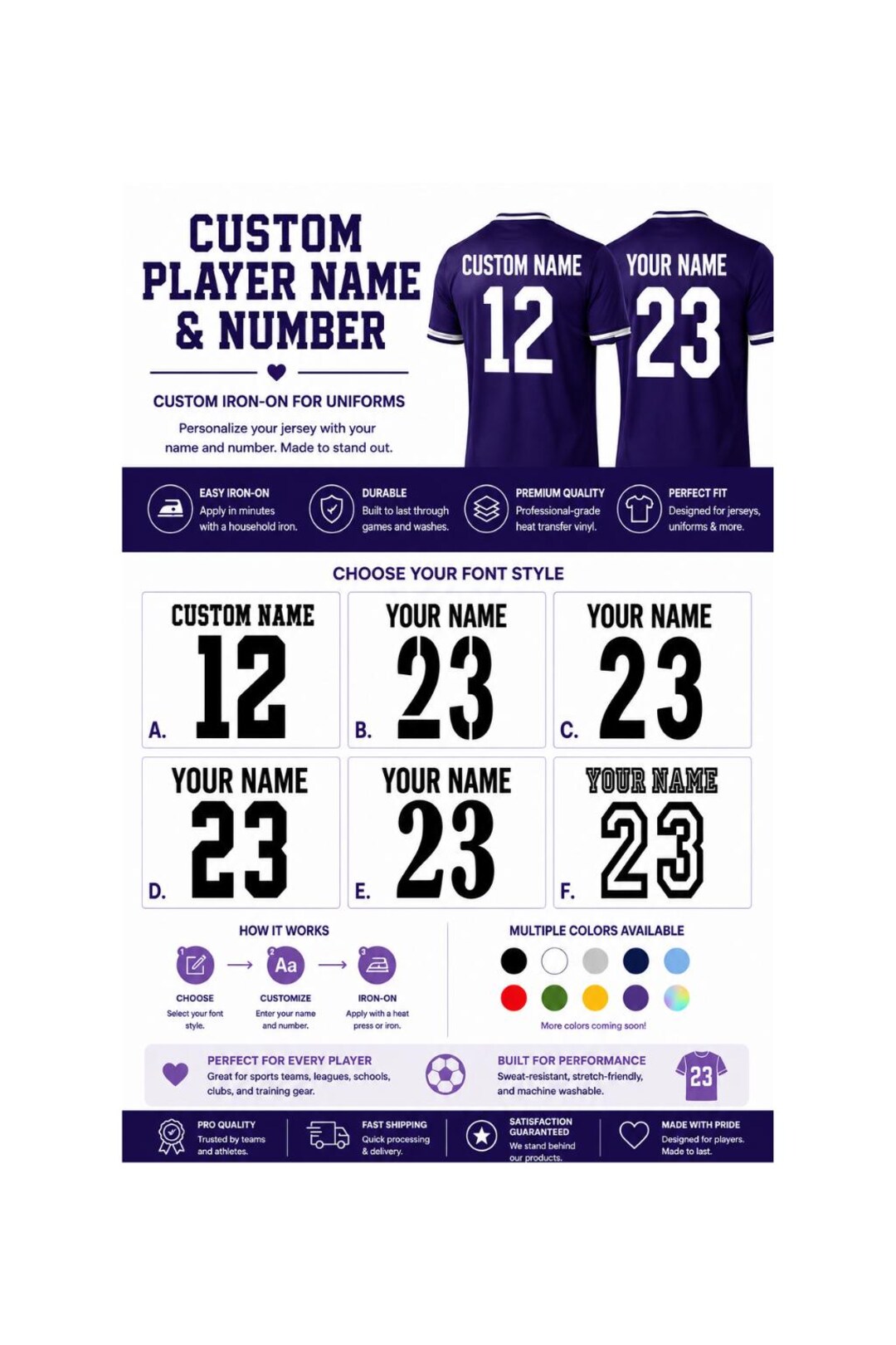 Htv Uniform Custom Adult Jersey Name & Number Iron on HTV | Personalized Sports ...