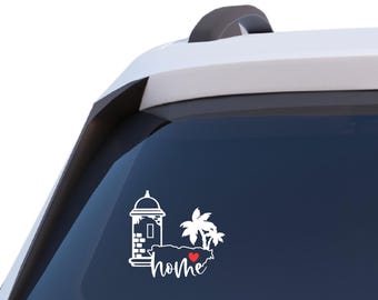 Puerto Rico Vinyl Decal: Flag, Map, Morro, Car Window Sticker