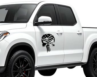 Skull USA Flag Decal, American Flag Military Style Vinyl Sticker for Car Window