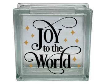 Joy To The World Vinyl Decal Sticker, Christmas DIY Decor (Glass Block NOT Included)