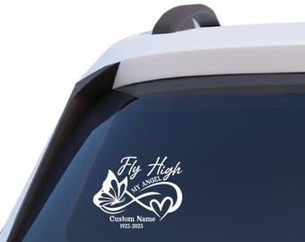Butterfly Heart Personalized Memorial Car Decal