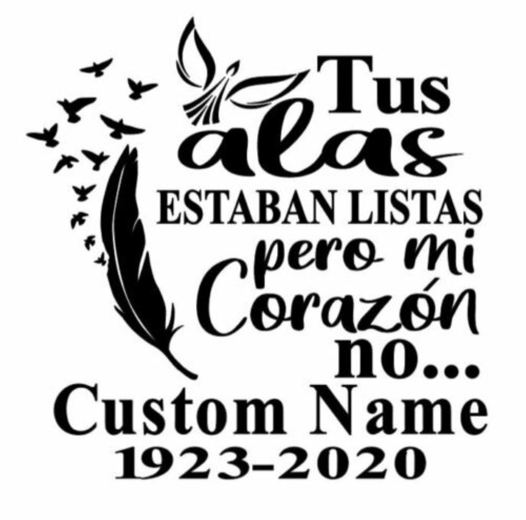 Personalized Your Wings Were Ready RIP Your Wings in Spanish Vinyl Car