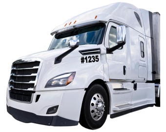Custom Semi Truck Number Decals, Fleet Vehicle Lettering (Set of 2)