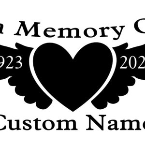 Custom In Loving Memory RIP Heart Wings Vinyl Car Window Decal Sticker