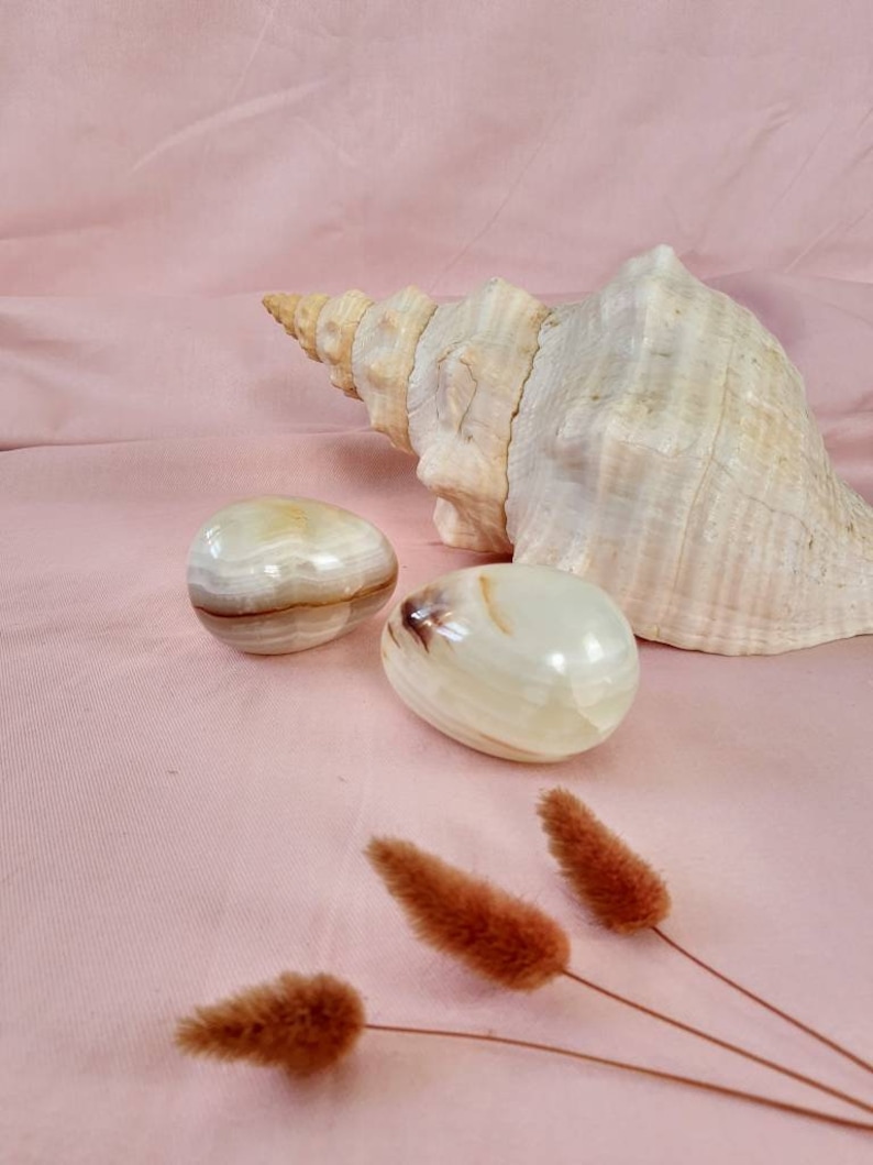 276 Grams Each 2 Onyx Oval Stones Egg Shaped Paperweights