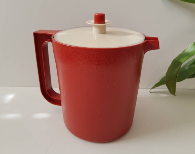Vintage Red Tupperware Pitcher W/ Push Button Suction Lid, 15755 or