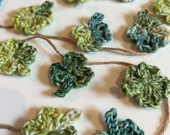 Crochet Shamrock Garland | Four Leaf Clover | St. Patrick’s Day | Lucky Clover | Mantle/Shelf Decor