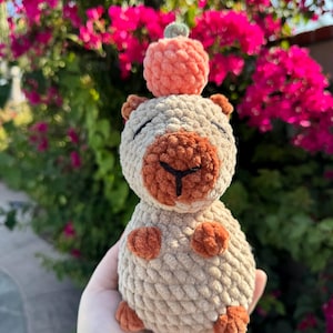 Crochet Capybara Plushie Handmade Amigurumi Stuffed Animal