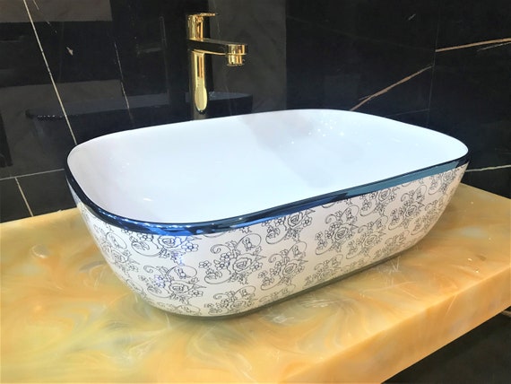 Ceramic Unique Washbasin Bathroom Vessel Sink Above Etsy