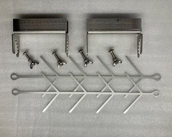 Halterung für Flammlachsbretter aus Edelstahl für Kugelgrill und Feuerschalen 2er Set