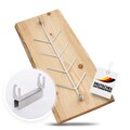 Rustic flame-grilled salmon board for kettle grills and fire bowls, including stainless steel holder; handmade item