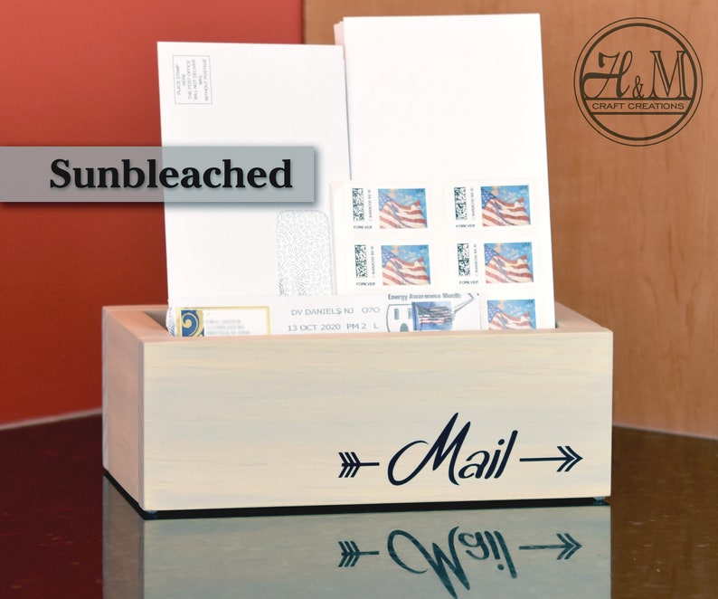 Rustic Wood Mail Box Holder Kitchen Counter Organizer Etsy