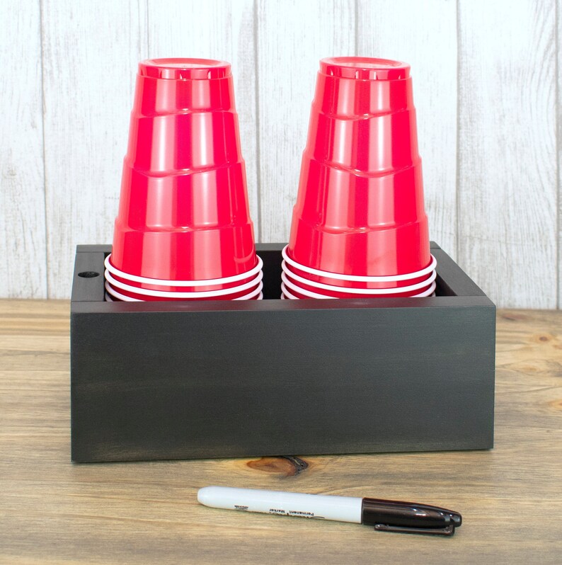 Double Solo Cup Holder with Marker Ebony Wood Box Party Cup Etsy