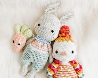 Bunny & Hen Crochet Pattern: Amigurumi Farm Animals (Digital Download)