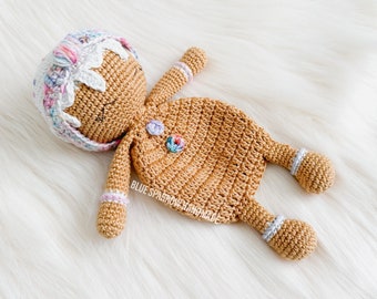 Crochet Gingerbread Lovey | Amigurumi Toy | Comforter blanket | Children's Gift | Kawaii | Digital PDF | Baby Gift | Christmas Pattern