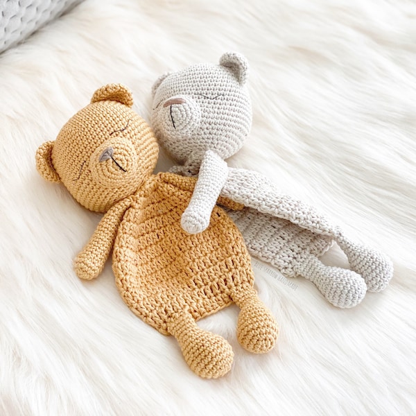 Crochet Bear Lovey Crochet Pattern Only | Amigurumi Toy | Comforter blanket | Children's Gift | Kawaii | Digital PDF | Baby Gift