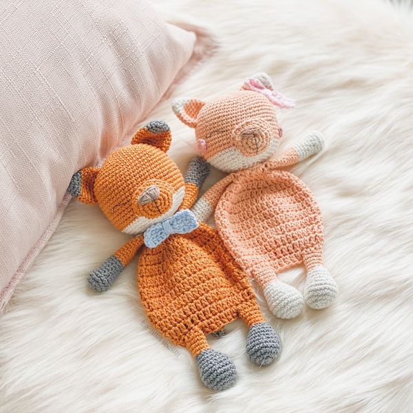 Szydełkowy Lis Lovey | Zabawka Amigurumi | Koc pocieszyciel | Prezent dla dzieci | Kawaii | Cyfrowy PDF | Prezent dla dziecka