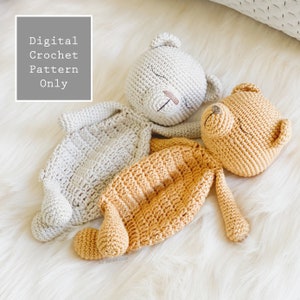 Crochet Bear Lovey Crochet Pattern Only Amigurumi Toy Comforter blanket Children's Gift Kawaii Digital PDF Baby Gift image 2