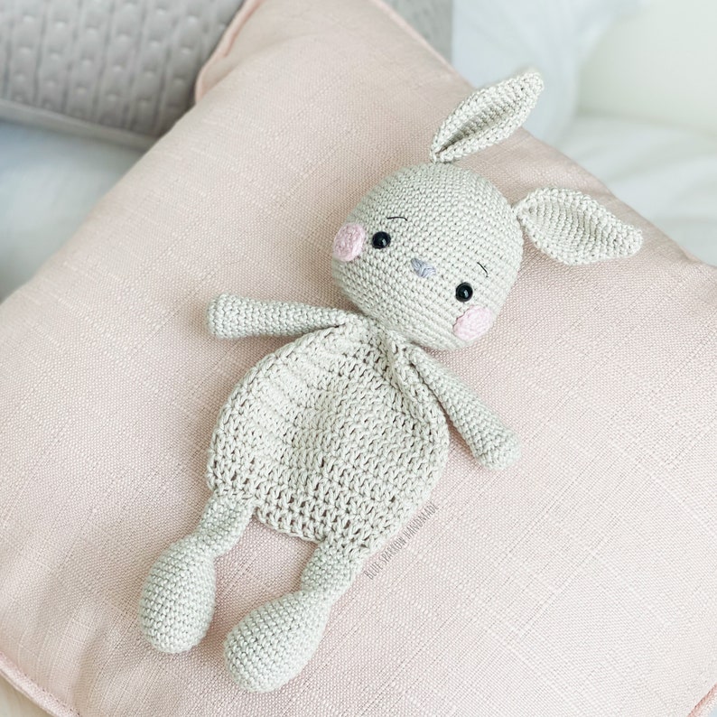 Crochet Bunny Lovey Amigurumi Toy Comforter blanket Children's Gift Kawaii Digital PDF Baby Gift Rabbit image 5