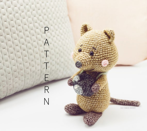 Crochet Quokka Pattern Amigurumi Animal Handmade Toy Etsy