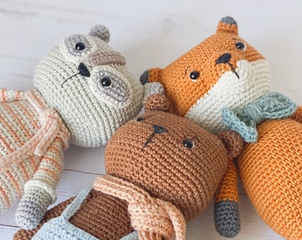 Bundle - Crochet Bear, Fox & Raccoon Pattern | Amigurumi | Toy | Knitting |  Plushie | Digital PDF | Tutorial | Boho Animal | Children's Toy