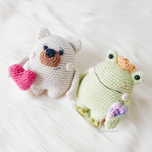 Crochet Bear & Frog Pattern | Bundle | Minimalistic Valentines Day Series | Amigurumi | Toy | Plushie | Digital PDF | Gift | Animal