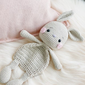 Crochet Bunny Lovey Amigurumi Toy Comforter blanket Children's Gift Kawaii Digital PDF Baby Gift Rabbit image 4