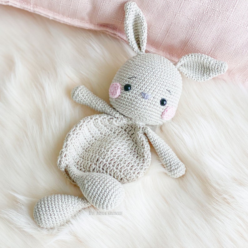 Crochet Bunny Lovey Amigurumi Toy Comforter blanket Children's Gift Kawaii Digital PDF Baby Gift Rabbit image 1