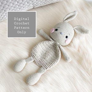 Crochet Bunny Lovey Amigurumi Toy Comforter blanket Children's Gift Kawaii Digital PDF Baby Gift Rabbit image 2