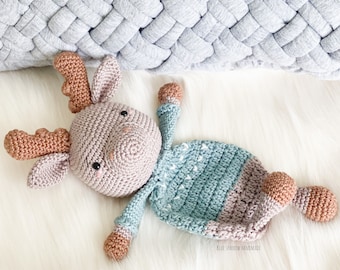 Crochet Moose Lovey | Amigurumi Toy | Comforter blanket | Children's Gift | Kawaii | Digital PDF | Baby Gift