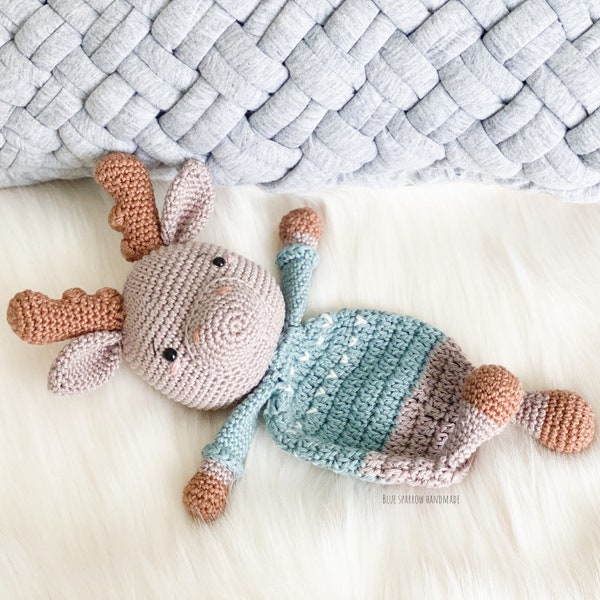 Crochet Moose Lovey | Amigurumi Toy | Comforter blanket | Children's Gift | Kawaii | Digital PDF | Baby Gift