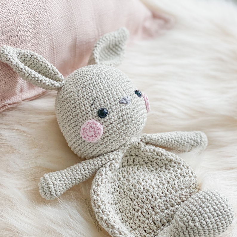 Crochet Bunny Lovey Amigurumi Toy Comforter blanket Children's Gift Kawaii Digital PDF Baby Gift Rabbit image 3