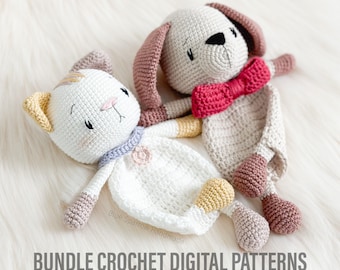 Crochet Dog & Cat Lovey Pattern Bundle: Amigurumi Comforter (Digital PDF)