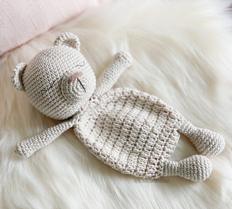 Crochet Bear Lovey Crochet Pattern Only Amigurumi Toy Comforter blanket Children's Gift Kawaii Digital PDF Baby Gift image 7
