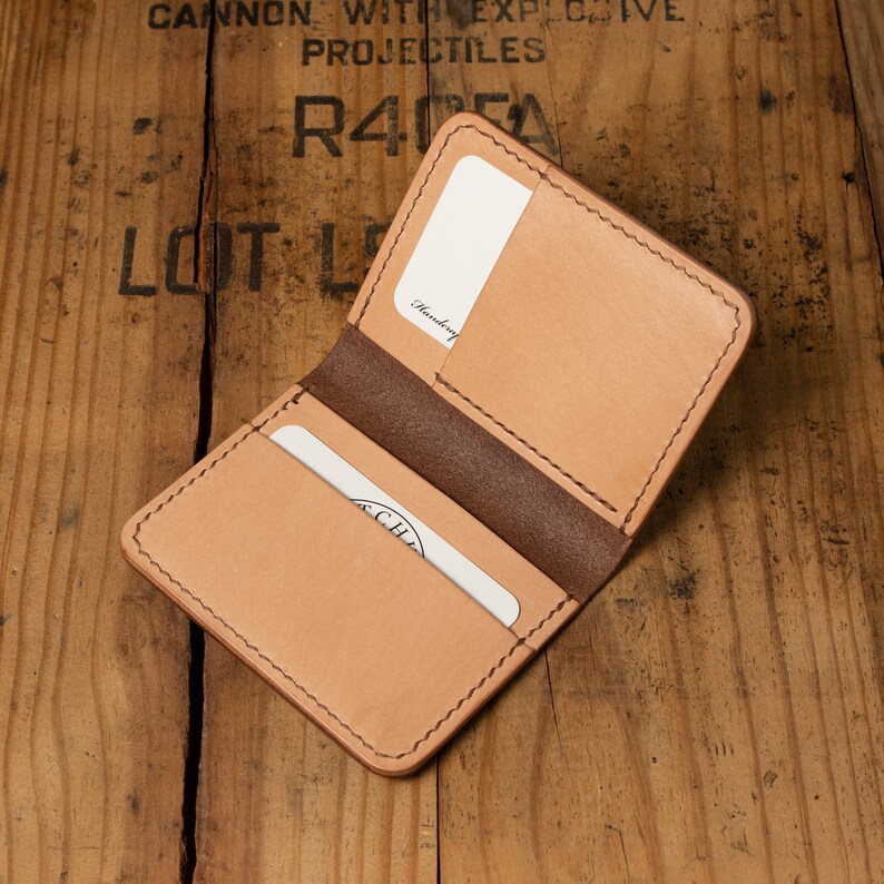 Handcrafted Full-Grain Leather Bifold Minimalist Wallet zdjęcie 3