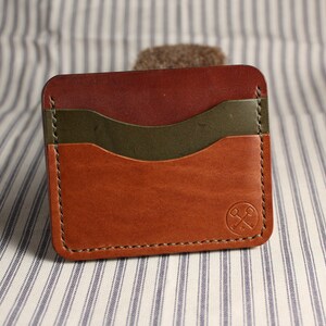 Cartera minimalista de tres bolsillos hecha a mano en cuero italiano