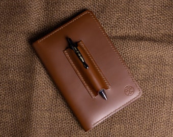 Handcrafted Brown Full-Grain Cordovan Style Leather Bifold Journal