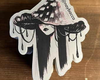 Mushroom girl - mirror sticker 3” Matte vinyl