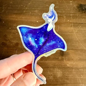 Manta Ray Mermaid 10 cm Pixie Dust Glitter Stickers