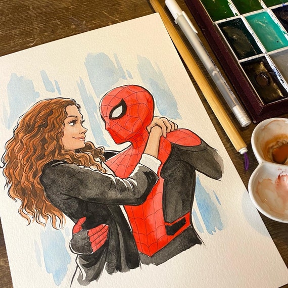 Spiderman and MJ Print - Etsy Spiderman and MJ Print - Etsy