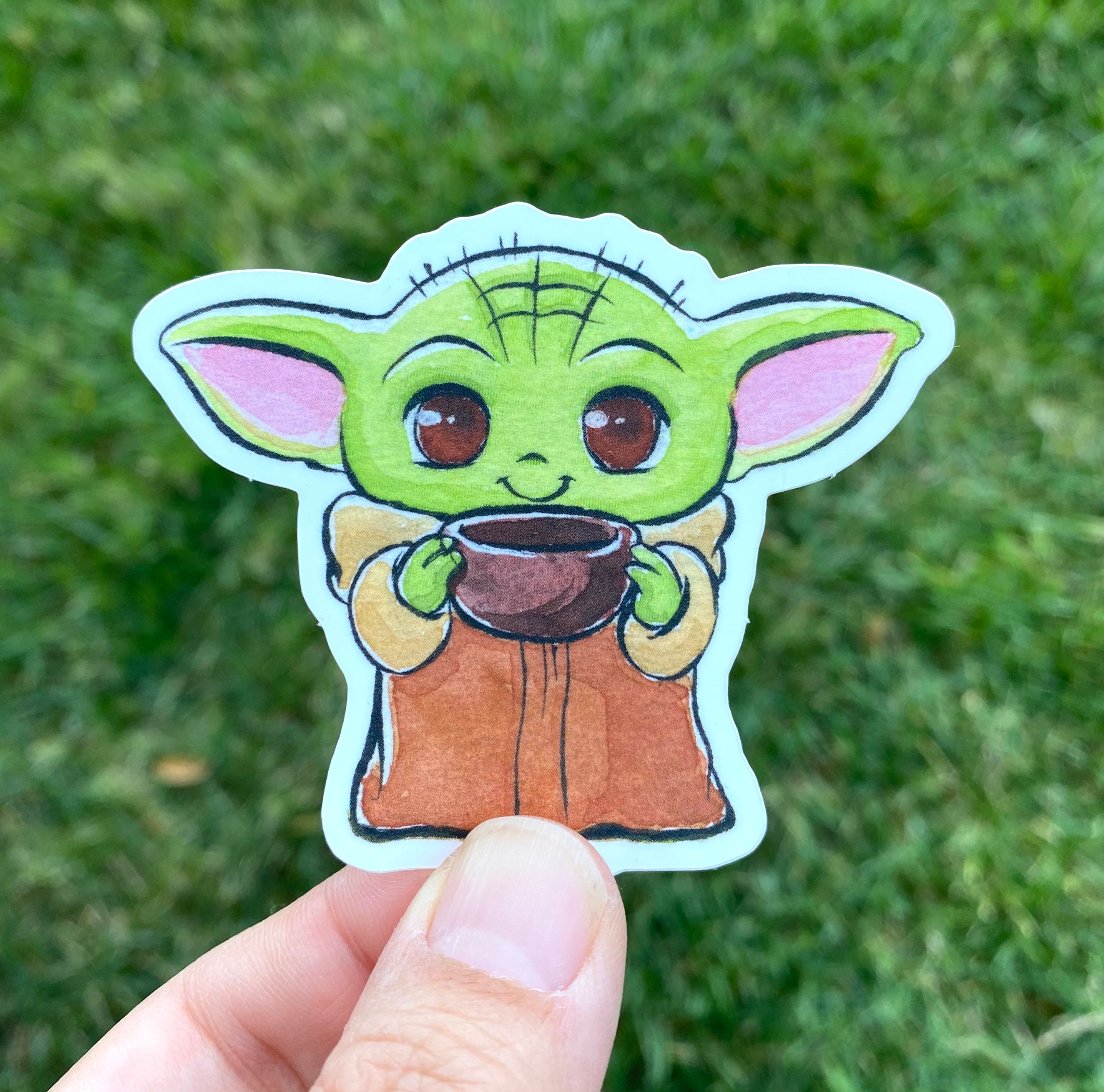 Baby Yoda Sipping Soup Sticker Etsy