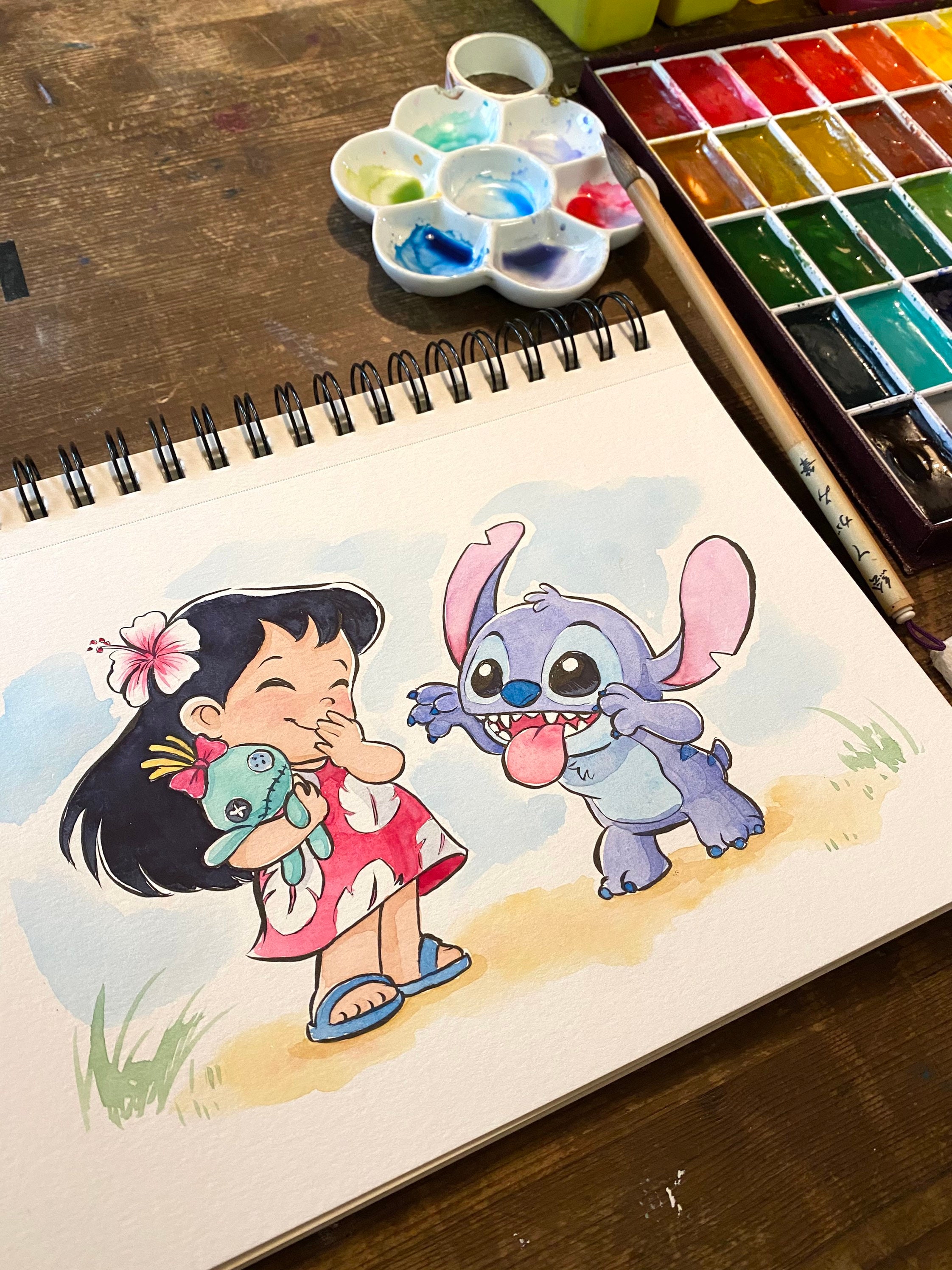 Lilo and Stitch Watercolor Print - Etsy