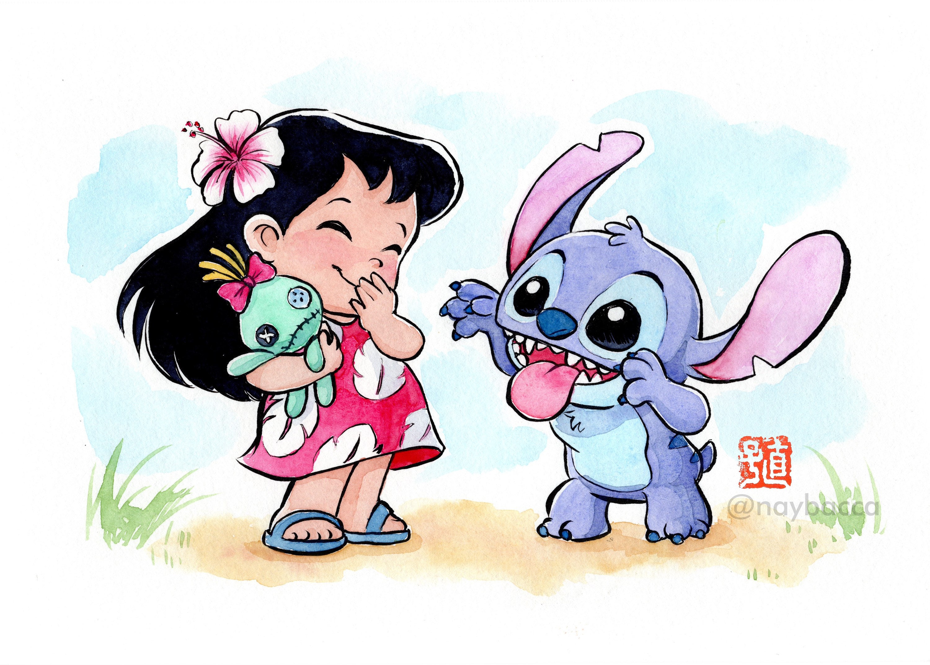 Lilo and Stitch Watercolor Print - Etsy