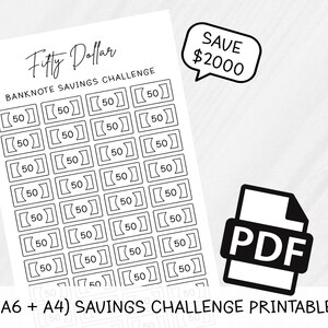 50 Dollar Bill Challenge, Savings Challenge, Cash Envelope Tracker, Expense Tracker, Budget Tracker, Dave Ramsey