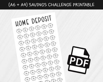 Home Deposit Savings Challenge, Savings Challenge, Cash Envelope Tracker, Expense Tracker, Budget Tracker, Dave Ramsey