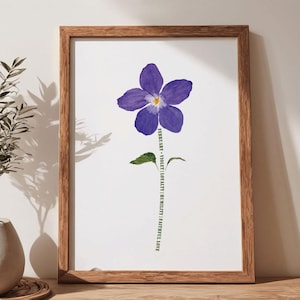 February Birth Flower Violet Printable Art – Digital Download, Watercolour Floral Wall Art, Birth Month Flower Print, Home Decor Gift