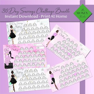 30 Day Classy Sophisticated Ladies Savings Challenge Printable, Cash Stuffing, Envelope Savings, Low Income Budgeting and Saving, Download