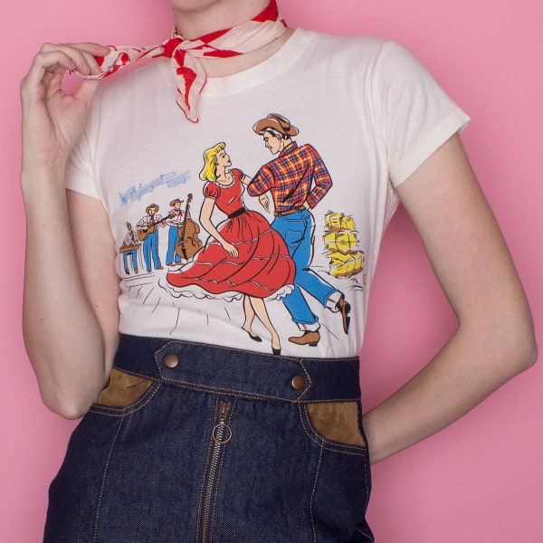 Atomic Swag Pin Up Style Tee "Square Dancers" 1940's 1950's Vintage Retro Rockabilly