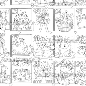 Christmas Countdown Line-art Coloring Page - Premium Coloring - Instant Download - Printable - Advent Calendar for Adults and Children image 5