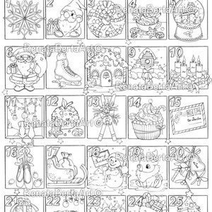 Christmas Countdown Line-art Coloring Page - Premium Coloring - Instant Download - Printable - Advent Calendar for Adults and Children image 3